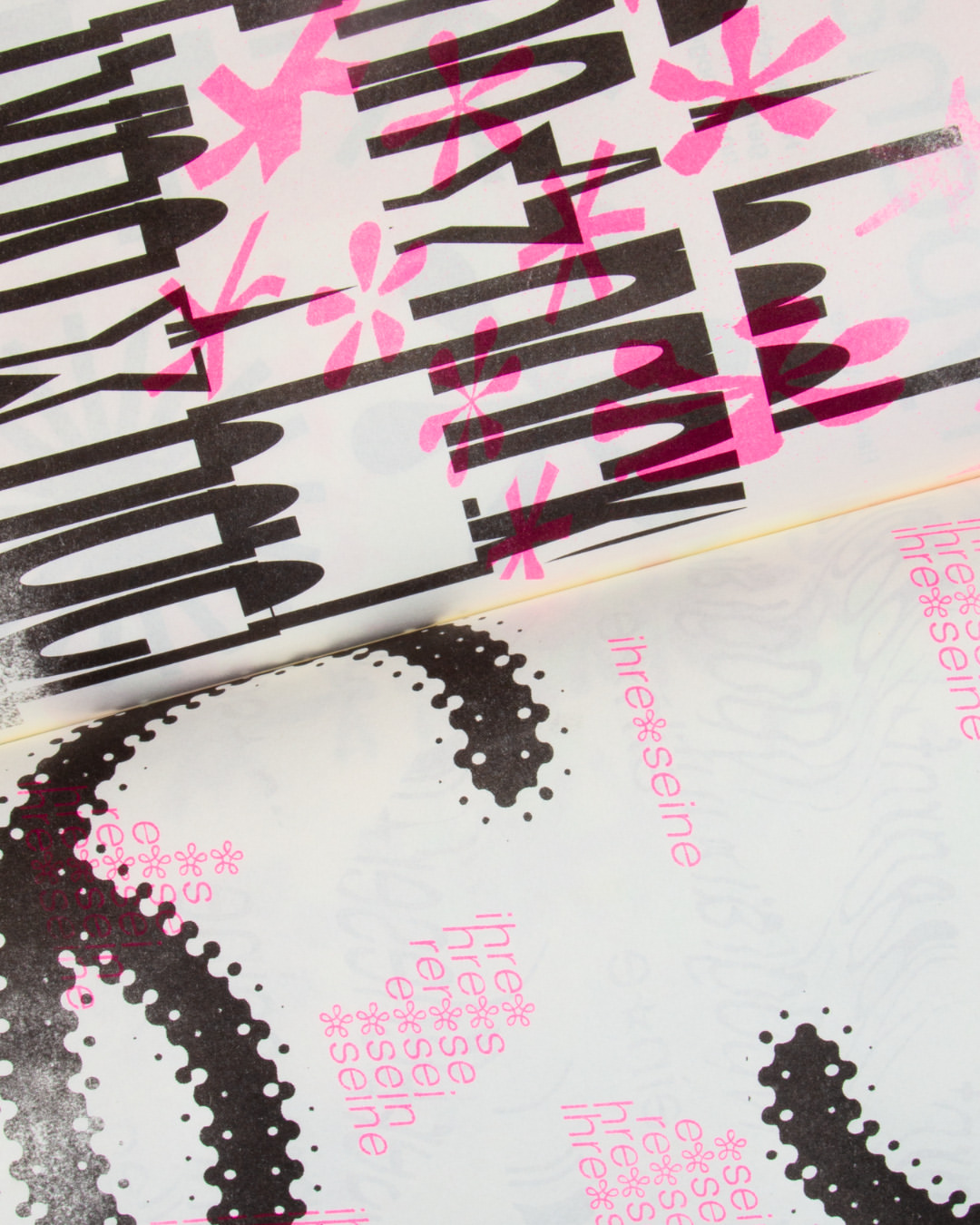 Deconstructed typography riso print, pink